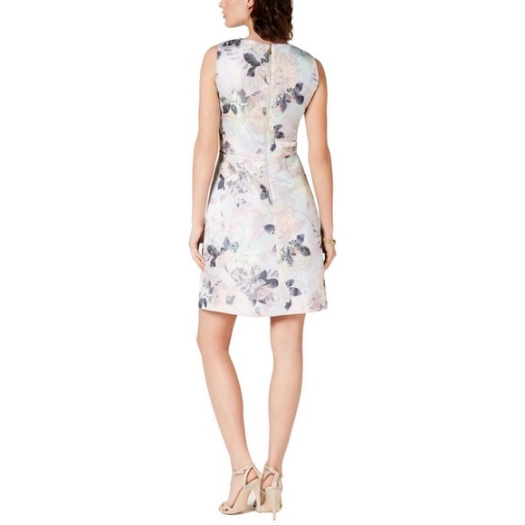 Tahari ASL Pastel Watercolor Floral Brocade A-Line Fit & Flare Dress Size 6 - Picture 2 of 10